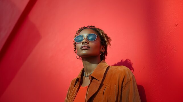 A stock photograph portraying a young adult of non-binary gender exuding confidence
