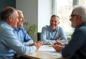 Obraz premium Group of a senior older business professionals sitting at the office table during the meeting