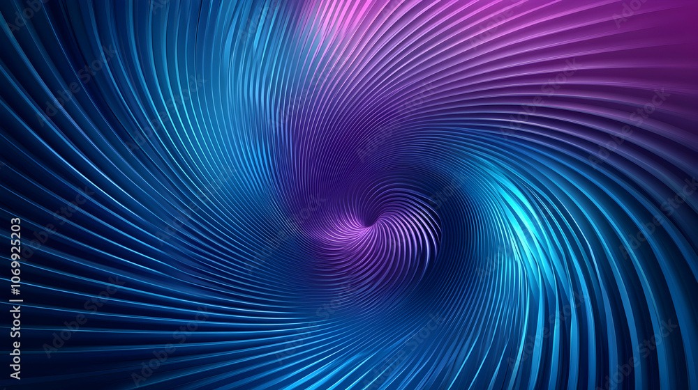 Poster abstract swirling pattern in blue and purple hues, creating a sense of depth and movement.
