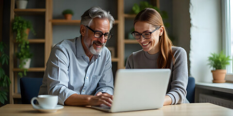Obraz premium Colleagues working in the bright office and talking during a business meeting