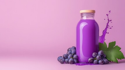 Discover the refreshing flavor of purple grape juice in a minimalist glass bottle for a healthy lifestyle
