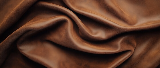 Soft Brown Leather Draped Smoothly Over a Surface.