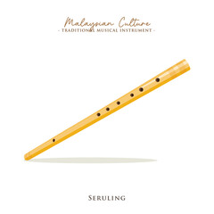 Vector illustration of Malaysian musical instrument called Seruling