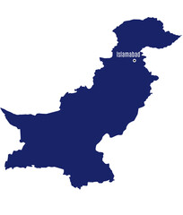 silhouette map of pakistan with country capitals