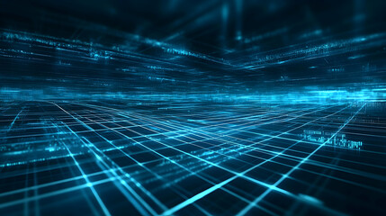 Abstract blue grid with digital data.