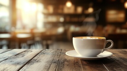 Fototapeta premium Coffee Cup on a Table in a Cafe
