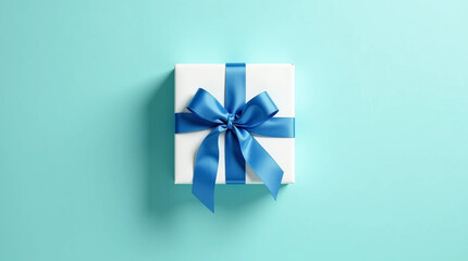 gift box with blue ribbon