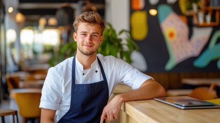 Obraz premium The Chef in Modern Restaurant