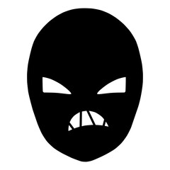 黒いシルエットの悪人の顔のアイコン