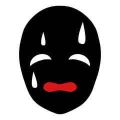 焦る黒いシルエットの悪人の顔のアイコン