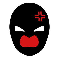 怒っている黒いシルエットの悪人の顔のアイコン
