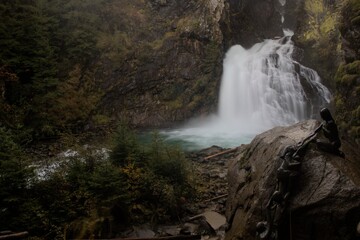A detail of a waterfall