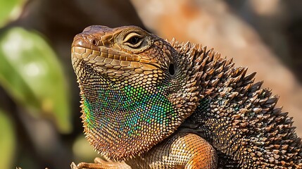 Obraz premium Close up of a Spiny Lizard with Colorful Scales