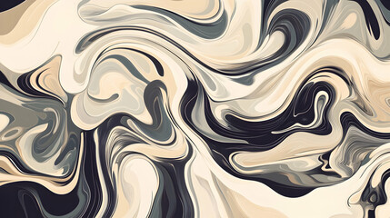Obraz premium Abstract swirling pattern of cream, black and grey paint.