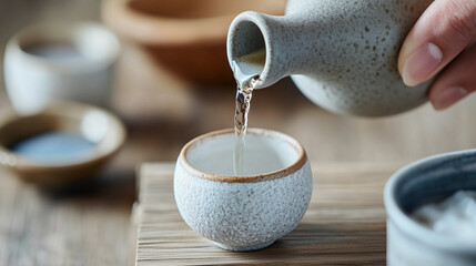 Traditional Japanese Sake Pouring Ceremony