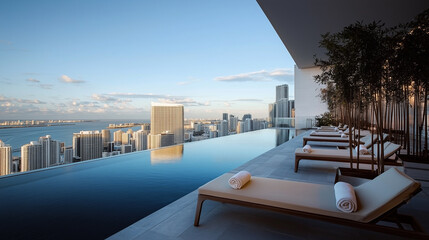 Fototapeta premium Exclusive Rooftop Pool with Skyline Views at a 5-Star Hotel