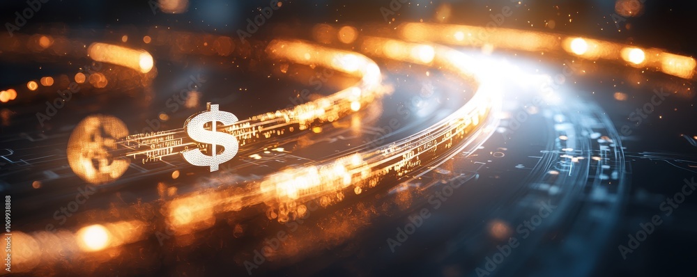 Poster explore dynamic money transfer concepts with finance icons and arrows illustrating digital transacti