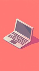 Isometric Laptop with Sleek Geometric Design for Modern Digital Workspace