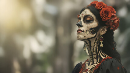 woman made up for the death festival