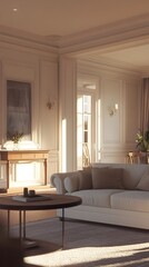 Fototapeta premium Transitional Style Living Room with Soft Daylight Ambiance