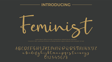 Obraz premium Feminist Font Stylish brush painted an uppercase vector letters, alphabet, typeface