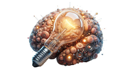 Brain and Light Bulb In resolution, very detailed,