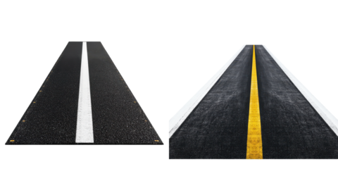 Empty Minimalist Dual Lane Highway with Yellow Painted Markings and Asphalt Texture  Concept of modern transportation infrastructure travel and mobility