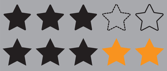 three stars customer product rating review flat icon for apps and websites