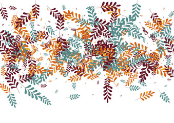 Brown Leaves Background White Vector. Foliage Wood Illustration. Yellow Plant. Gold Herb Image. Wallpaper Design.