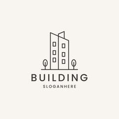 real estate logo design with line art style. city building abstract For Logo Design Inspiration.