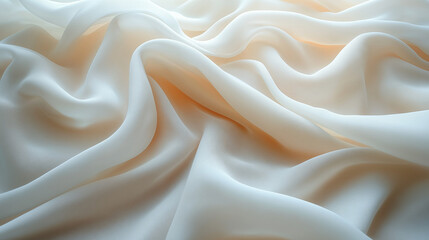 Obraz premium Texture, background, isabelline, artificially wrinkled fabric, wrinkled texture, abstract illustration, pattern, postcard, silk fabric, white color natural look tossed cloth silk