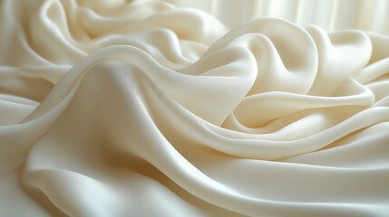 Obraz premium Texture, background, isabelline, artificially wrinkled fabric, wrinkled texture, abstract illustration, pattern, postcard, silk fabric, white color natural look tossed cloth silk