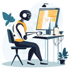 working on the computer