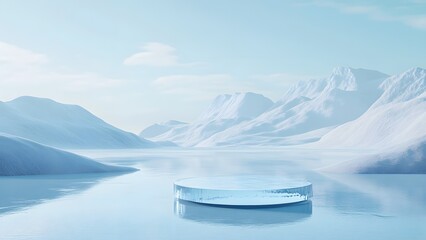 A circular booth in a dream ice and snow scene