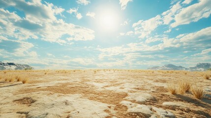 drought land and dry season with bright sky and cloud