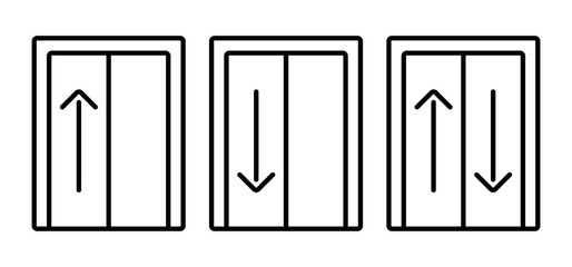 Elevator direction of movement line icons editable stroke hand drawn vector