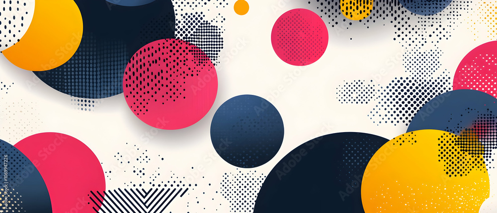 Poster abstract geometric background with colorful circles.