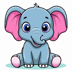 Naklejka premium Cartoon cute baby elephant sitting