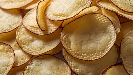 close up of crispy potato ships
