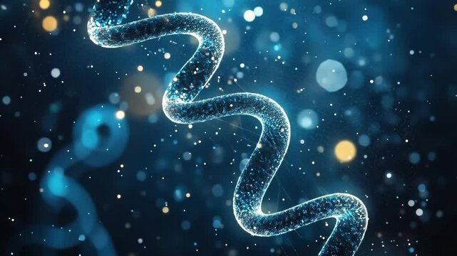 Microscopic view of a dangerous virus cell mutating with rna strands floating around it. This illustration could be used for medical or science related projects