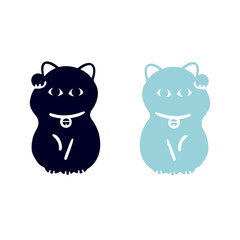 招き猫の右手左手イラスト　商売繁盛　魔除け