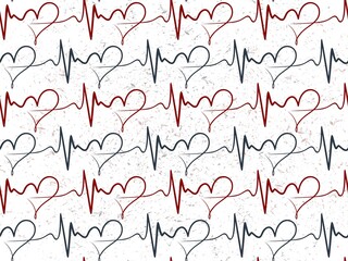 The seamless background with red and blue hearts.
