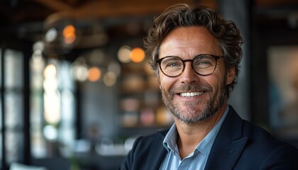 Obraz premium Happy middle aged professional business man, 