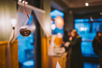 Coffee Bean Ornament Hanging in Kaffebrenneriet Cafe in Oslo