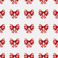 Colorful red bows arranged in a repetitive pattern on a light background