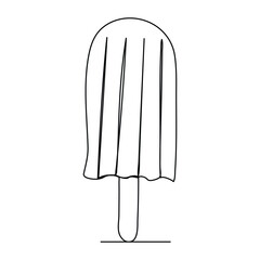 Ice cream cone vector illustration line art. Ice cream in a waffle cone in one line. Dessert ice cream symbol for menu and business card design in simple linear style. Vector minimalistic graphics