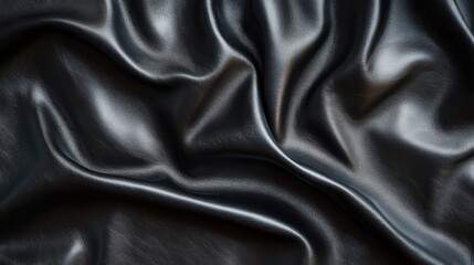 Fototapeta premium Dark black leather texture with a soft, matte surface and subtle grain detail; ideal for luxury or formal design backgrounds