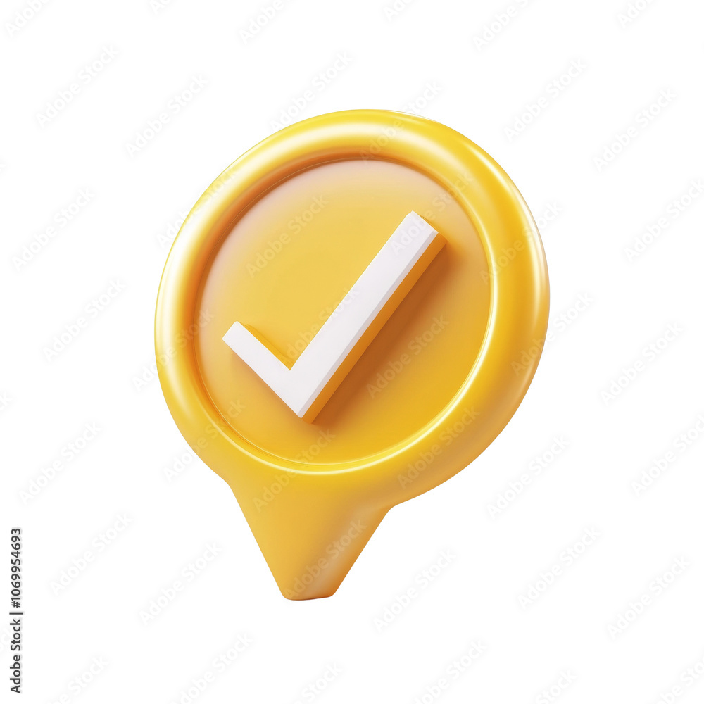 Poster 3D Checkmark with Location Pin - Approval and Geolocation Icon