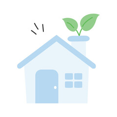 Building with plant, symbolizing eco friendly architecture icon design