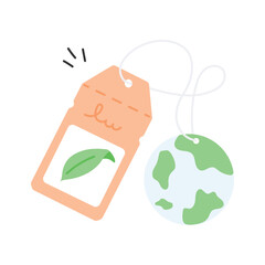 A hand drawn doodle icon of eco tag